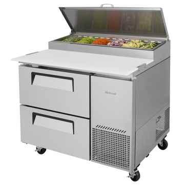 Turbo Air TPR-44SD-D2-N 44'' 2 Drawer Counter Height Refrigerated Pizza Prep Table