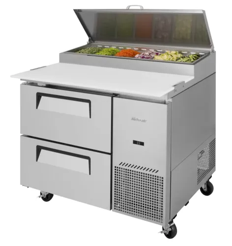 Turbo Air TPR-44SD-D2-N 44'' 2 Drawer Counter Height Refrigerated Pizza Prep Table