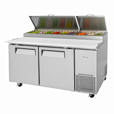 Turbo Air TPR-67SD-N 67'' 2 Door Counter Height Refrigerated Pizza Prep Table