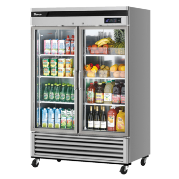 Turbo Air TSR-49GSD-N 54.38'' Silver 2 Section Swing Refrigerated Glass Door Merchandiser