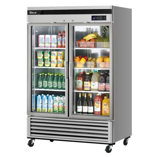 Turbo Air TSR-49GSD-N 54.38'' Silver 2 Section Swing Refrigerated Glass Door Merchandiser