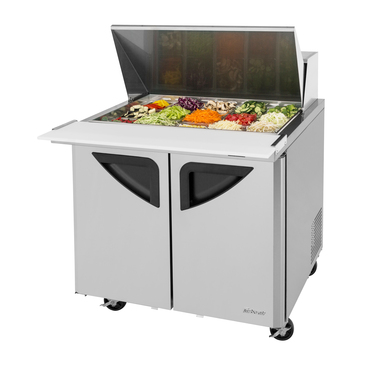 Turbo Air TST-36SD-15-N6 36.38'' 2 Door Counter Height Mega Top Refrigerated Sandwich / Salad Prep Table