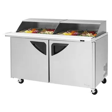 Turbo Air TST-60SD-24-N-SL 60.25'' 2 Door Counter Height Mega Top Refrigerated Sandwich / Salad Prep Table