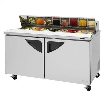 Turbo Air TST-60SD-N 60.25'' 2 Door Counter Height Refrigerated Sandwich / Salad Prep Table with Standard Top