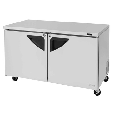 Turbo Air TUF-60SD-N 60.25'' 2 Section Undercounter Freezer with 2 Left/Right Hinged Solid Doors and Side / Rear Breathing Compressor