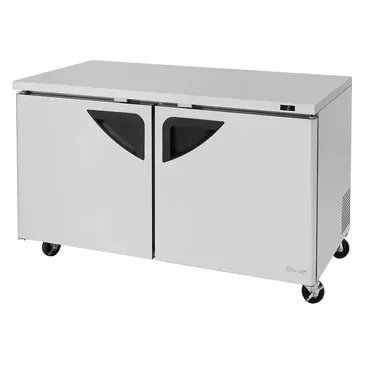 Turbo Air TUF-60SD-N 60.25'' 2 Section Undercounter Freezer with 2 Left/Right Hinged Solid Doors and Side / Rear Breathing Compressor