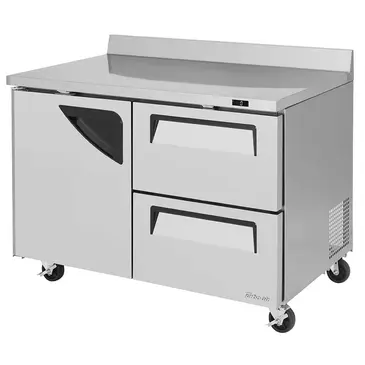 Turbo Air TWF-48SD-D2-N 48.25'' 1 Door 2 Drawer ADA Height Worktop Freezer with Side / Rear Breathing Compressor - 12.0 cu. ft.