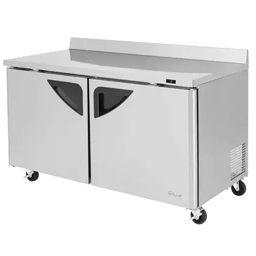 Turbo Air TWF-60SD-N 60.25'' 2 Door ADA Height Worktop Freezer with Side / Rear Breathing Compressor - 16.0 cu. ft.