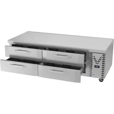 Victory Refrigeration CBF72HC 72" 4 Drawer Freezer Base, Stainless & Galvanized Steel Exterior, Aluminum Interior with Marine Edge Top - 115 Volts