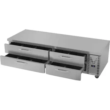 Victory Refrigeration CBF84HC 84" 4 Drawer Freezer Base, Stainless & Galvanized Steel Exterior, Aluminum Interior with Marine Edge Top - 115 Volts