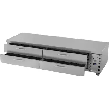 Victory Refrigeration CBF96HC 96" 4 Drawer Freezer Base, Stainless & Galvanized Steel Exterior, Aluminum Interior with Marine Edge Top - 115 Volts