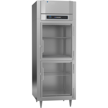 Victory Refrigeration FS-1D-S1-EW-HG-HC 31.25'' 24.4 cu. ft. Top Mounted 1 Section Glass Half Door Reach-In Freezer