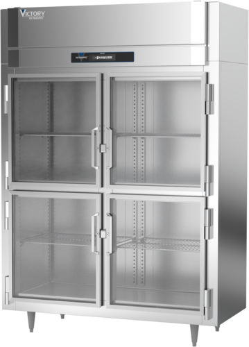Victory Refrigeration FS-2N-S1-HG-HC 58.38'' 37.5 cu. ft. Top Mounted 2 Section Glass Half Door Reach-In Freezer