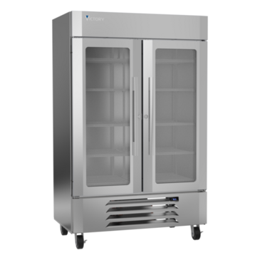 Victory Refrigeration LSR49HC-1 51.94'' Silver 2 Section Swing Refrigerated Glass Door Merchandiser