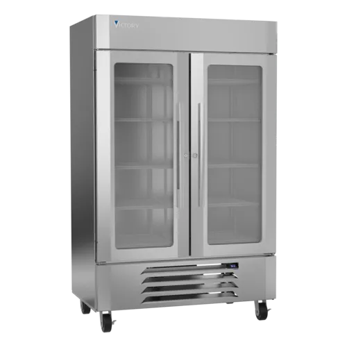 Victory Refrigeration LSR49HC-1 51.94'' Silver 2 Section Swing Refrigerated Glass Door Merchandiser