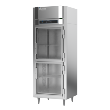 Victory Refrigeration RSA-1N-S1-HG-HC 31.25'' 16.7 cu. ft. Top Mounted 1 Section Glass Half Door Reach-In Refrigerator