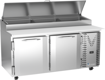 Victory Refrigeration VPP67HC 67.00'' 2 Door Counter Height Refrigerated Pizza Prep Table