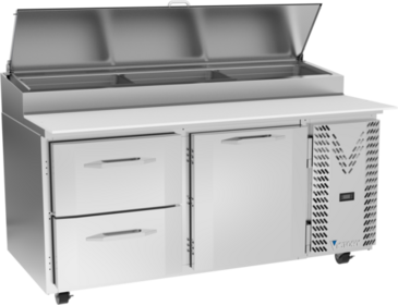 Victory Refrigeration VPPD67HC-2 67.00'' 1 Door 2 Drawer Counter Height Refrigerated Pizza Prep Table