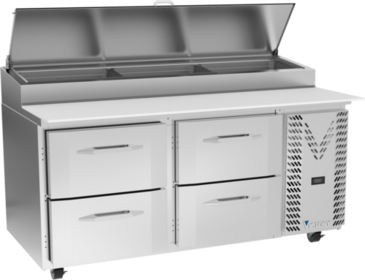 Victory Refrigeration VPPD67HC-4 67.00'' 4 Drawer Counter Height Refrigerated Pizza Prep Table