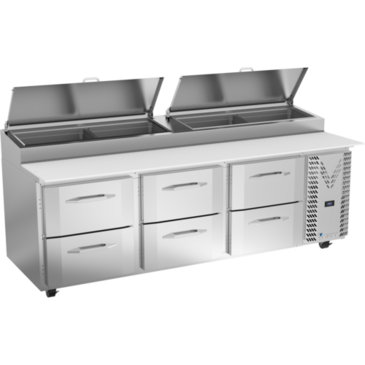 Victory Refrigeration VPPD93HC-6 93.00'' 6 Drawer Counter Height Refrigerated Pizza Prep Table