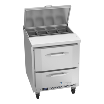 Victory Refrigeration VSPD27HC-08-2 27.00'' 2 Drawer Counter Height Refrigerated Sandwich / Salad Prep Table with Standard Top