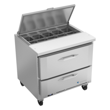 Victory Refrigeration VSPD36HC-10-2 36.00'' 2 Drawer Counter Height Refrigerated Sandwich / Salad Prep Table with Standard Top