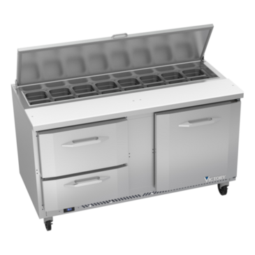 Victory Refrigeration VSPD60HC-16-2 60.00'' 1 Door 2 Drawer Counter Height Refrigerated Sandwich / Salad Prep Table with Standard Top