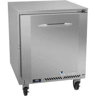 Victory Refrigeration VUF27HC 27'' 1 Section Undercounter Freezer with 1 Right Hinged Solid Door and Front Breathing Compressor