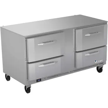 Victory Refrigeration VUFD60HC-4 60.00'' 2 Section Undercounter Freezer with Solid 4 Drawers and Front Breathing Compressor