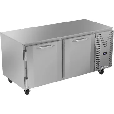 Victory Refrigeration VUR67HC 67.13'' 2 Section Undercounter Refrigerator with 2 Left/Right Hinged Solid Doors and Side / Rear Breathing Compressor