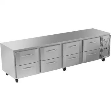 Victory Refrigeration VURD119HC-8 118.88'' 4 Section Undercounter Refrigerator with 8 Drawers and Side / Rear Breathing Compressor