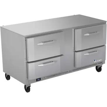 Victory Refrigeration VURD60HC-4 60.00'' 2 Section Undercounter Refrigerator with 4 Drawers and Side / Rear Breathing Compressor