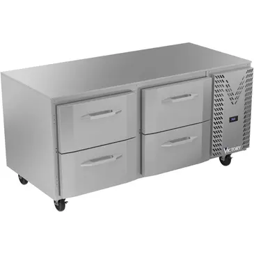Victory Refrigeration VURD67HC-4 67.00'' 2 Section Undercounter Refrigerator with 4 Drawers and Side / Rear Breathing Compressor