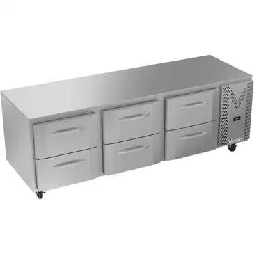 Victory Refrigeration VURD93HC-6 93.00'' 3 Section Undercounter Refrigerator with 6 Drawers and Side / Rear Breathing Compressor
