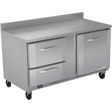 Victory Refrigeration VWFD60HC-2 60'' 1 Door 2 Drawer Counter Height Worktop Freezer with Front Breathing Compressor - 14.7 cu. ft.