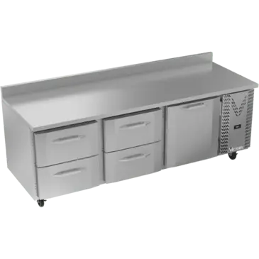 Victory Refrigeration VWRD93HC-4 93.13'' 1 Door 4 Drawer Counter Height Worktop Refrigerator with Front Breathing Compressor - 29.7 cu. ft.