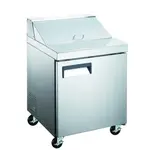 Admiral Craft GRSL-1D 27.5'' 1 Door Counter Height Refrigerated Sandwich / Salad Prep Table with Standard Top