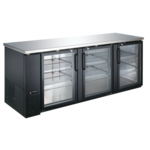 Admiral Craft USBB-9028G Black 3 Glass Door Refrigerated Back Bar Storage Cabinet, 115 Volts