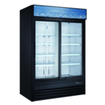 Admiral Craft USRFS-2D/B 53'' Black 2 Section Sliding Refrigerated Glass Door Merchandiser