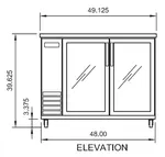 Arctic Air ABB48G Black 2 Glass Door Refrigerated Back Bar Storage Cabinet, 115 Volts