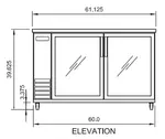 Arctic Air ABB60G Black 2 Glass Door Refrigerated Back Bar Storage Cabinet, 115 Volts