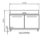 Arctic Air AMT60R 61.25'' 2 Door Counter Height Mega Top Refrigerated Sandwich / Salad Prep Table