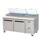 Arctic Air APP71R 71'' 2 Door Counter Height Refrigerated Pizza Prep Table
