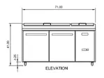 Arctic Air APP71R 71'' 2 Door Counter Height Refrigerated Pizza Prep Table