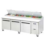Arctic Air APP94R 94'' 3 Door Counter Height Refrigerated Pizza Prep Table