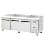 Arctic Air APP94R 94'' 3 Door Counter Height Refrigerated Pizza Prep Table