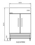 Arctic Air AR49 54'' 49 cu. ft. Bottom Mounted 2 Section Solid Door Reach-In Refrigerator