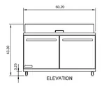 Arctic Air AST60R 61.25'' 2 Door Counter Height Refrigerated Sandwich / Salad Prep Table with Standard Top