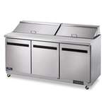 Arctic Air AST72R 71.5'' 3 Door Counter Height Refrigerated Sandwich / Salad Prep Table with Standard Top