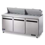 Arctic Air AST72R 71.5'' 3 Door Counter Height Refrigerated Sandwich / Salad Prep Table with Standard Top